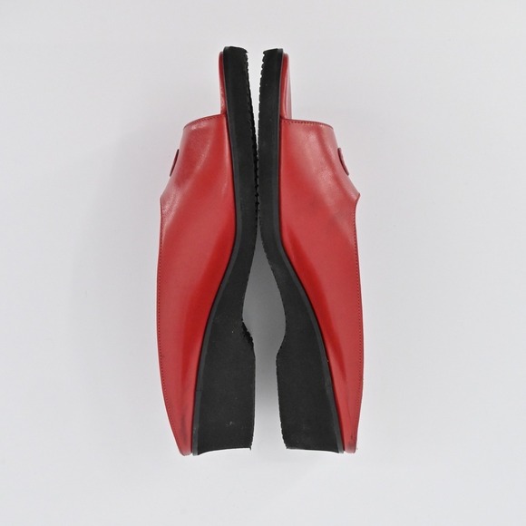 Salvatore Ferragamo Slide Wedges Womens Size 7B Red Logo Open Toe Comfort Preppy - Picture 8 of 11